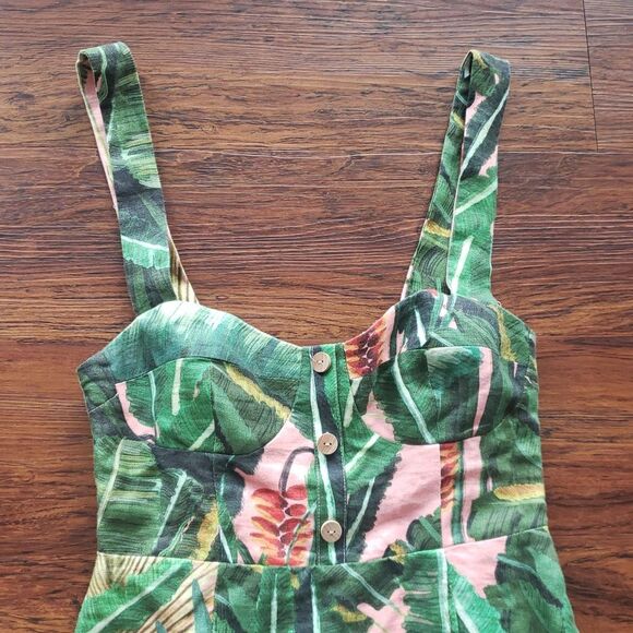 NWT FARM Rio 100% Linen Tropical Chic Trendy Amazonia Forest Mini Dress Size XS - Picture 4 of 14